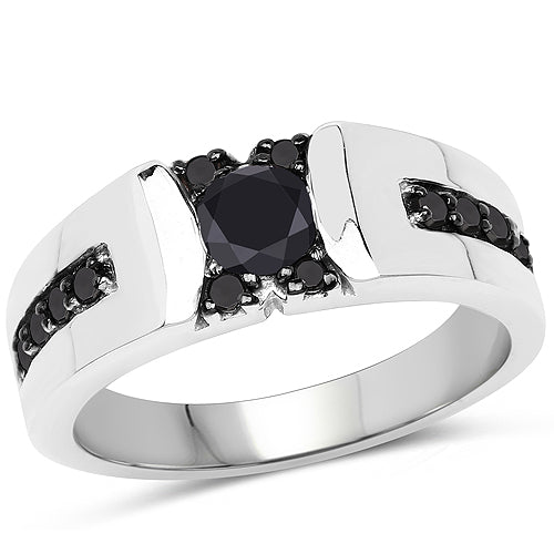 0.83 Carat Genuine Black Diamond .925 Sterling Silver Ring by Bids.com