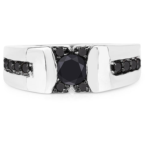 0.83 Carat Genuine Black Diamond .925 Sterling Silver Ring by Bids.com