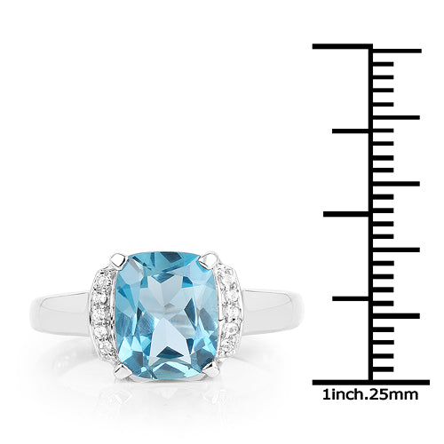 3.55 Carat Genuine London Blue Topaz &amp; White Topaz .925 Sterling Silver Ring by Bids.com