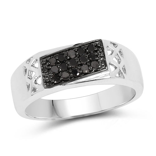 0.23 Carat Genuine Black Diamond .925 Sterling Silver Ring  DestGlow