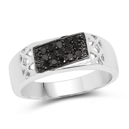 0.23 Carat Genuine Black Diamond .925 Sterling Silver Ring  DestGlow