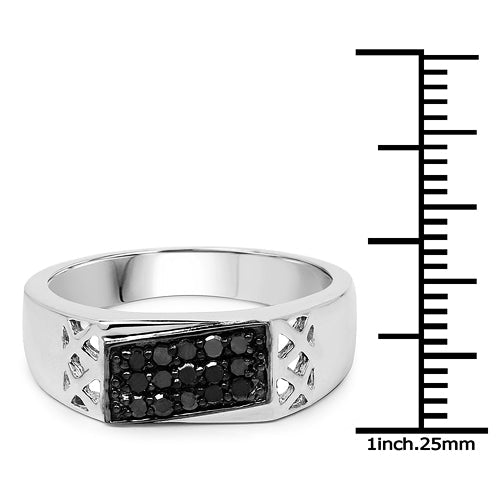 0.23 Carat Genuine Black Diamond .925 Sterling Silver Ring  DestGlow