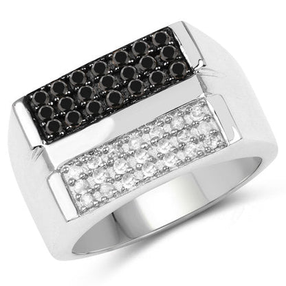 0.64 Carat Genuine Black Diamond and White Diamond .925 Sterling Silver Ring by Bids.com