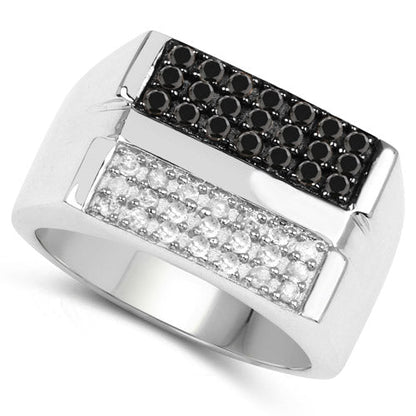 0.64 Carat Genuine Black Diamond and White Diamond .925 Sterling Silver Ring by Bids.com