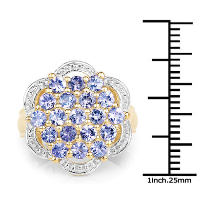 14K Yellow Gold Plated 1.52 Carat Genuine Tanzanite .925 Sterling Silver Ring by Bids.com