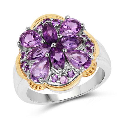 Two Tone Plated 2.66 Carat Genuine Amethyst .925 Sterling Silver Ring by Bids.com