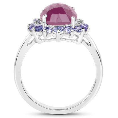 5.53 Carat Genuine Pink Sapphire &amp; Tanzanite .925 Sterling Silver Ring by Bids.com