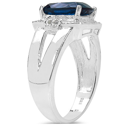 3.64 Carat Genuine London Blue Topaz and White Topaz .925 Sterling Silver Ring by Bids.com
