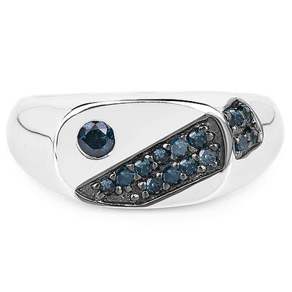 0.31 Carat Genuine Blue Diamond .925 Sterling Silver Ring by Bids.com