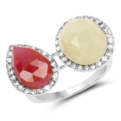 8.86 Carat Genuine Pink Sapphire and Sapphire White .925 Sterling Silver Ring by Bids.com