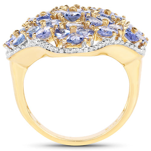 14K Yellow Gold Plated 3.60 Carat Genuine Tanzanite .925 Sterling Silver Ring by Bids.com