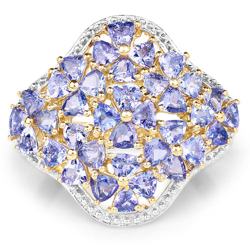 14K Yellow Gold Plated 3.60 Carat Genuine Tanzanite .925 Sterling Silver Ring by Bids.com