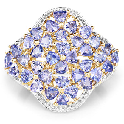 14K Yellow Gold Plated 3.60 Carat Genuine Tanzanite .925 Sterling Silver Ring by Bids.com