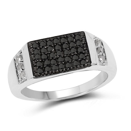 0.55 Carat Genuine Black Diamond and White Diamond .925 Sterling Silver Ring by Bids.com