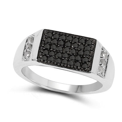 0.55 Carat Genuine Black Diamond and White Diamond .925 Sterling Silver Ring by Bids.com