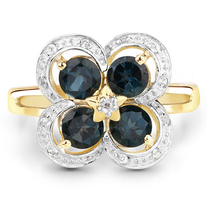 1.76 Carat Genuine London Blue Topaz and White Topaz .925 Sterling Silver Ring by Bids.com