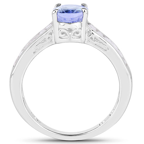 2.13 Carat Genuine Tanzanite &amp; White Topaz .925 Sterling Silver Ring by Bids.com
