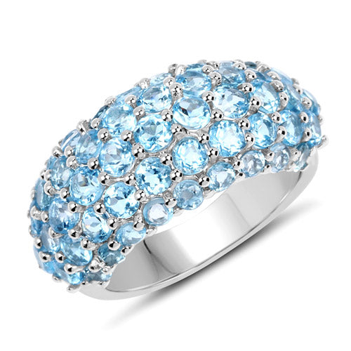 4.11 Carat Genuine Blue Topaz .925 Sterling Silver Ring  DestGlow