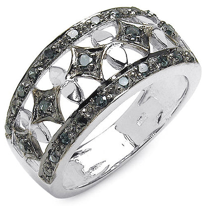 0.29 Carat Genuine Blue Diamond .925 Sterling Silver Ring by Bids.com