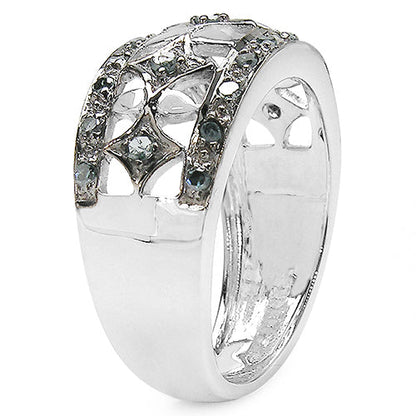 0.29 Carat Genuine Blue Diamond .925 Sterling Silver Ring by Bids.com