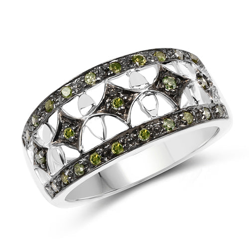 0.32 Carat Genuine Green Diamond .925 Sterling Silver Ring by Bids.com