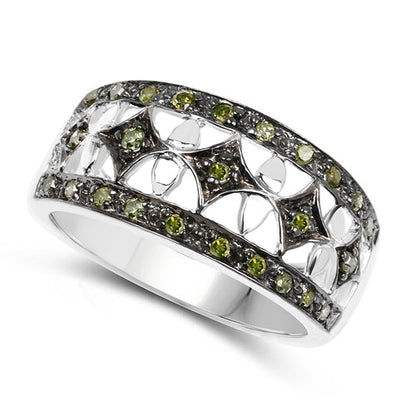 0.32 Carat Genuine Green Diamond .925 Sterling Silver Ring by Bids.com