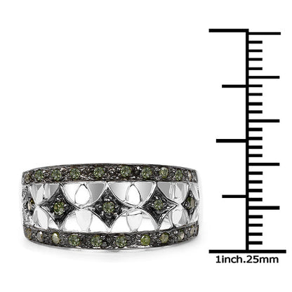 0.32 Carat Genuine Green Diamond .925 Sterling Silver Ring by Bids.com