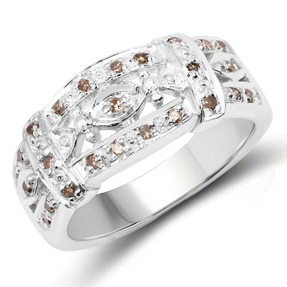 0.32 Carat Genuine Champagne Diamond .925 Sterling Silver Ring by Bids.com
