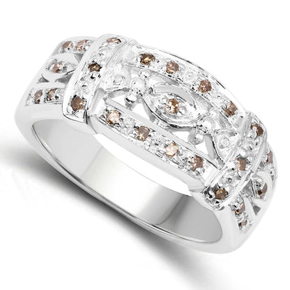 0.32 Carat Genuine Champagne Diamond .925 Sterling Silver Ring by Bids.com