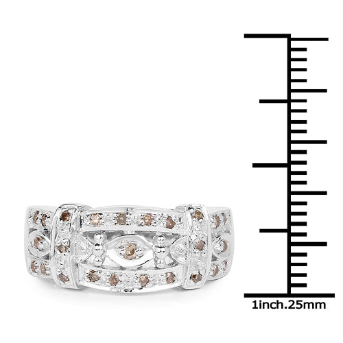 0.32 Carat Genuine Champagne Diamond .925 Sterling Silver Ring by Bids.com