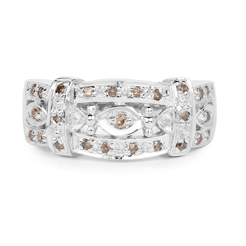 0.32 Carat Genuine Champagne Diamond .925 Sterling Silver Ring by Bids.com