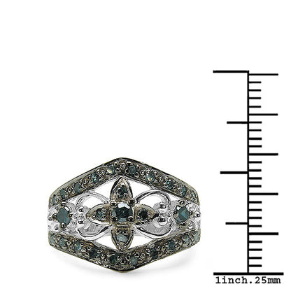 0.47 Carat Genuine Blue Diamond .925 Sterling Silver Ring by Bids.com