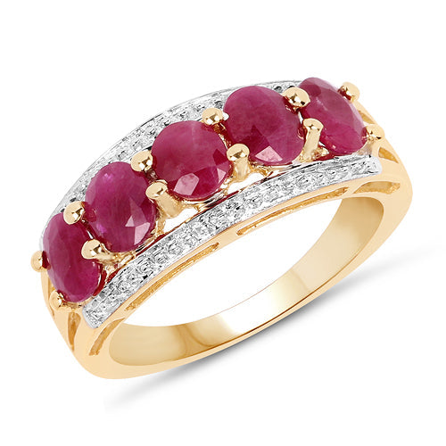 14K Yellow Gold Plated 1.90 Carat Genuine Ruby .925 Sterling Silver Ring by Bids.com