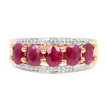 14K Yellow Gold Plated 1.90 Carat Genuine Ruby .925 Sterling Silver Ring by Bids.com