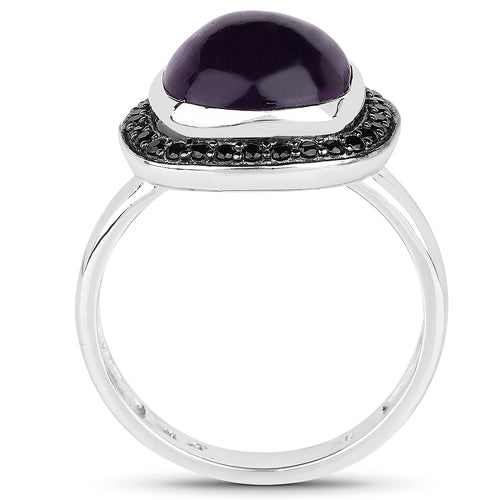 5.25 Carat Genuine Amethyst &amp; Black Spinel .925 Sterling Silver Ring by Bids.com