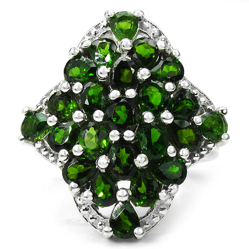3.73 Carat Genuine Chrome Diopside .925 Sterling Silver Ring by Bids.com