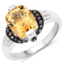 "2.83 Carat Genuine Citrine, Champagne Diamond and White Diamond .925 Sterling Silver Ring by Bids.com