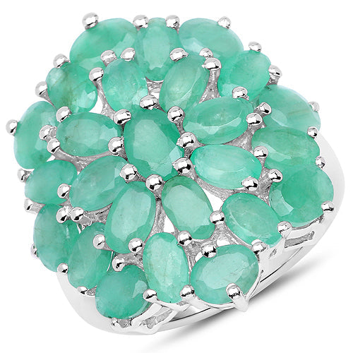 5.88 Carat Genuine Emerald .925 Sterling Silver Ring by Bids.com