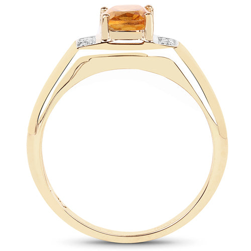 14K Yellow Gold Plated 1.36 Carat Genuine Citrine &amp; White Topaz .925 Sterling Silver Ring by Bids.com