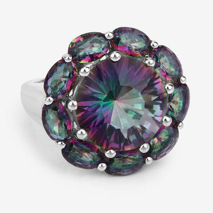 11.45 Carat Genuine Rainbow Quartz .925 Sterling Silver Ring