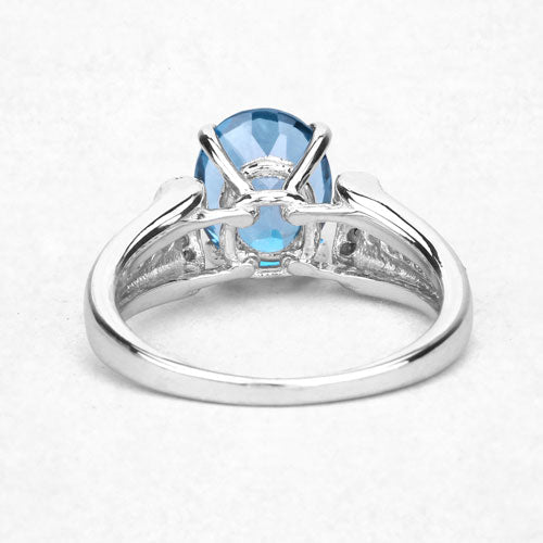2.72 Carat Genuine London Blue Topaz and Blue Diamond .925 Sterling Silver Ring by Bids.com