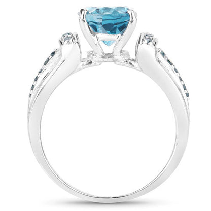 2.72 Carat Genuine London Blue Topaz and Blue Diamond .925 Sterling Silver Ring by Bids.com