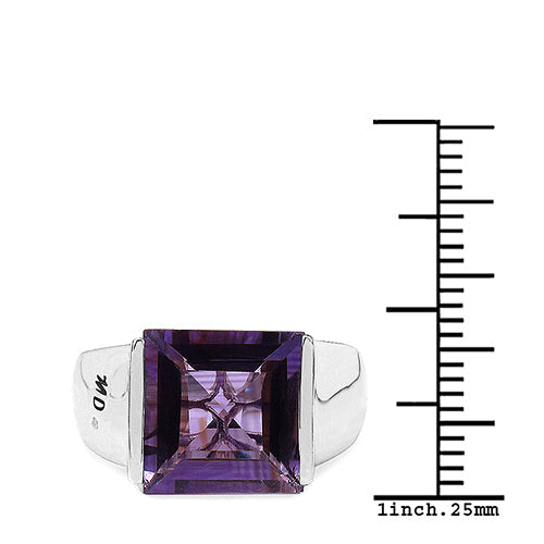 5.21 Carat Genuine Amethyst &amp; White Diamond .925 Sterling Silver Ring by Bids.com