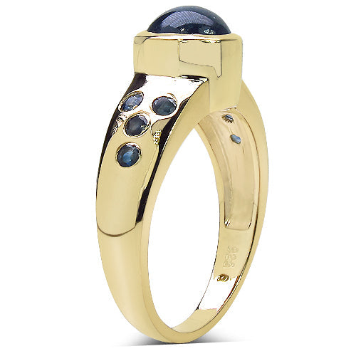 14K Yellow Gold Plated 1.87 Carat Genuine Blue Sapphire &amp; White Diamond .925 Sterling Silver Ring by Bids.com