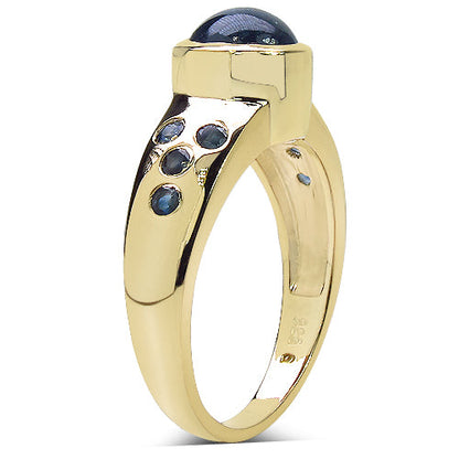 14K Yellow Gold Plated 1.87 Carat Genuine Blue Sapphire &amp; White Diamond .925 Sterling Silver Ring by Bids.com