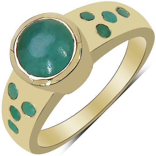 14K Yellow Gold Plated 1.55 Carat Genuine Emerald &amp; White Diamond .925 Sterling Silver Ring by Bids.com