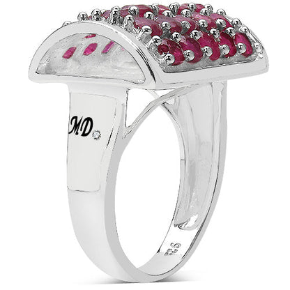 3.01 Carat Genuine Ruby &amp; White Diamond .925 Sterling Silver Ring by Bids.com