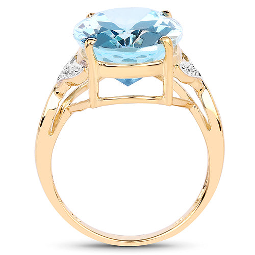 14K Yellow Gold Plated 11.32 Carat Genuine Blue Topaz and White Topaz .925 Sterling Silver Ring by Bids.com