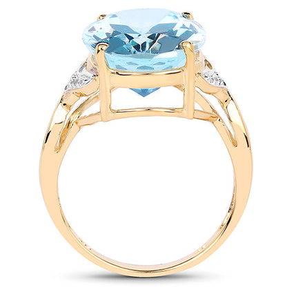 14K Yellow Gold Plated 11.32 Carat Genuine Blue Topaz and White Topaz .925 Sterling Silver Ring by Bids.com