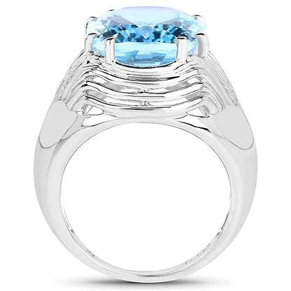 12.10 Carat Genuine Blue Topaz .925 Sterling Silver Ring by Bids.com